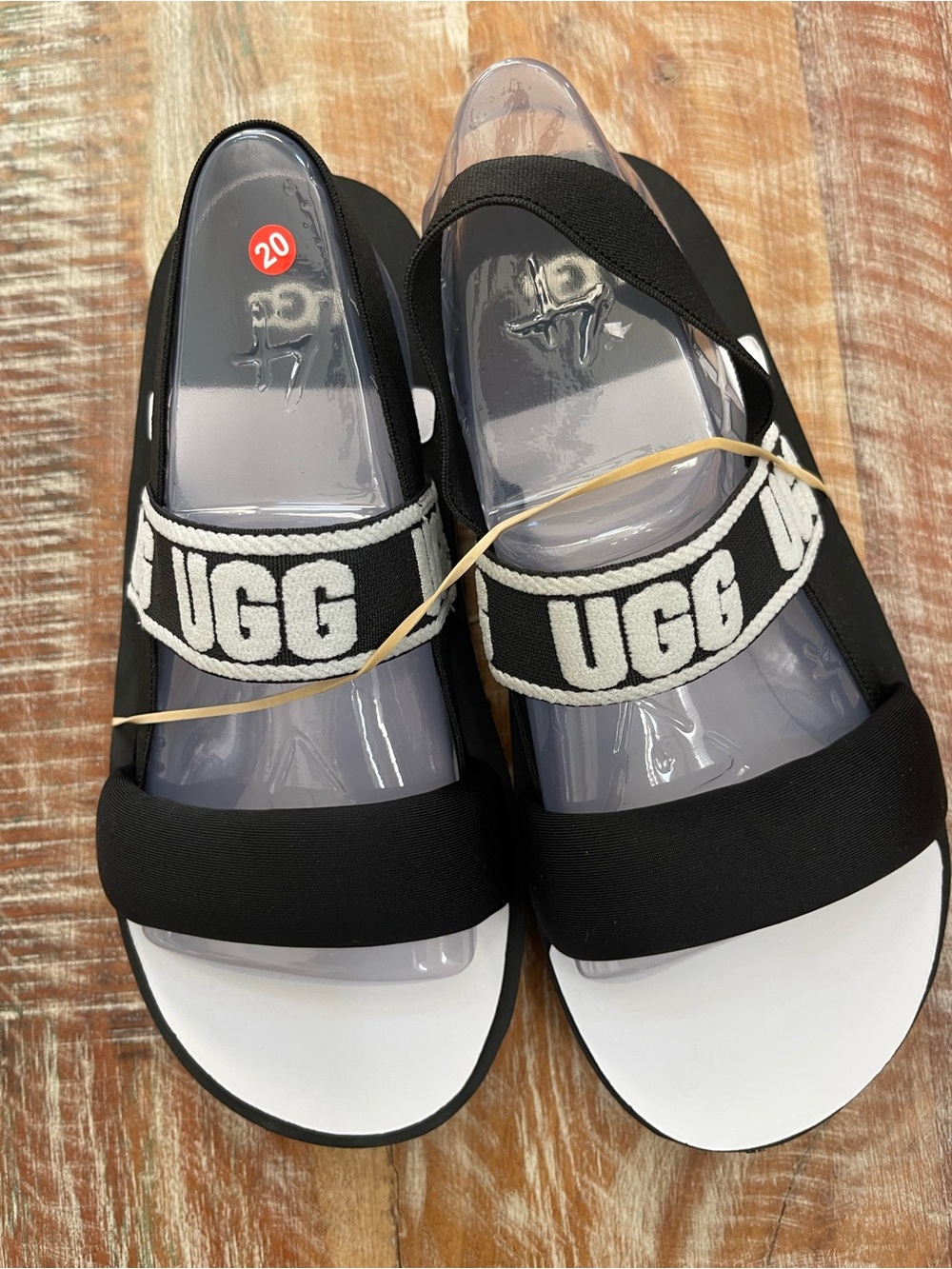 UGG Black and White Logo Sport Sandal - Women's